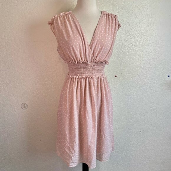 Max Studio Petite Pink Polka Dot Dress Size SP - Picture 1 of 7